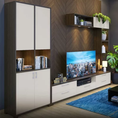 bliss - Bookcase Stout walnut Pebble grey 80x40x215 cm - 036.001.01 - thematic