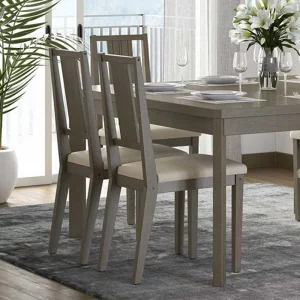 WEIZEN - Chair, Set of 2, Beech brown grey, Napier beige, 44x53x95 cm - 103.001.05 - thematic
