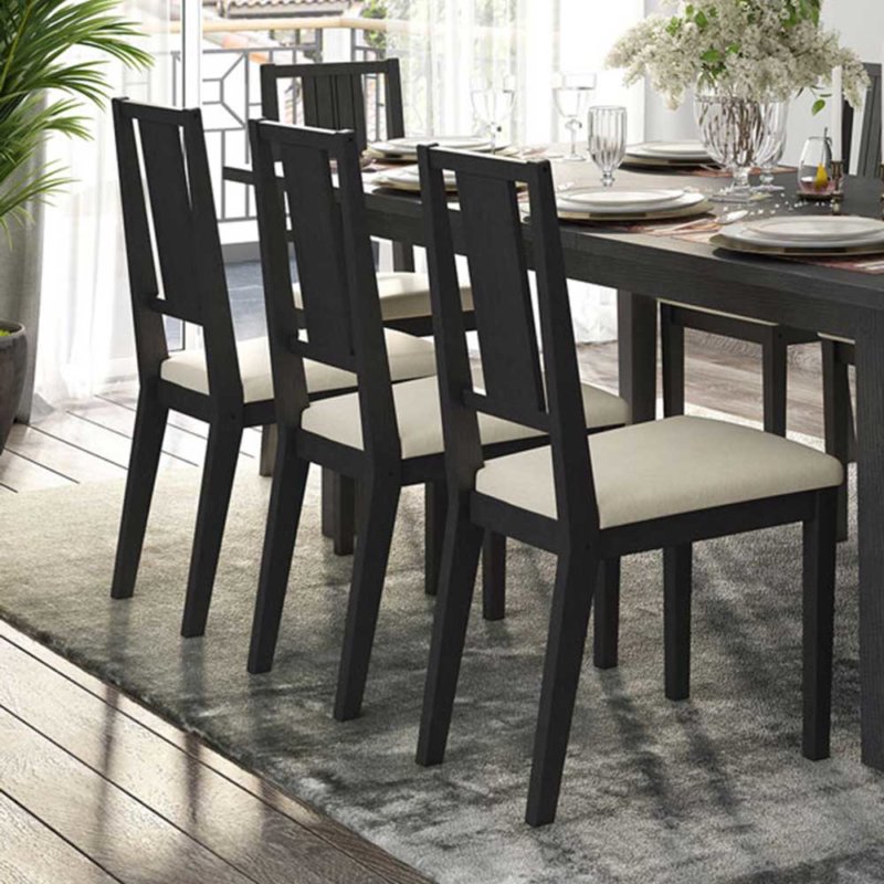 WEIZEN - Chair, Set of 2, Beech black, Napier beige, 44x53x95 cm - 103.001.07 - thematic