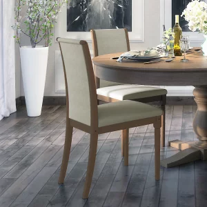 TARWE - Chair, Set of 2, Beech brown, Napier beige, 44x58x95 cm - 103.012.01 - thematic