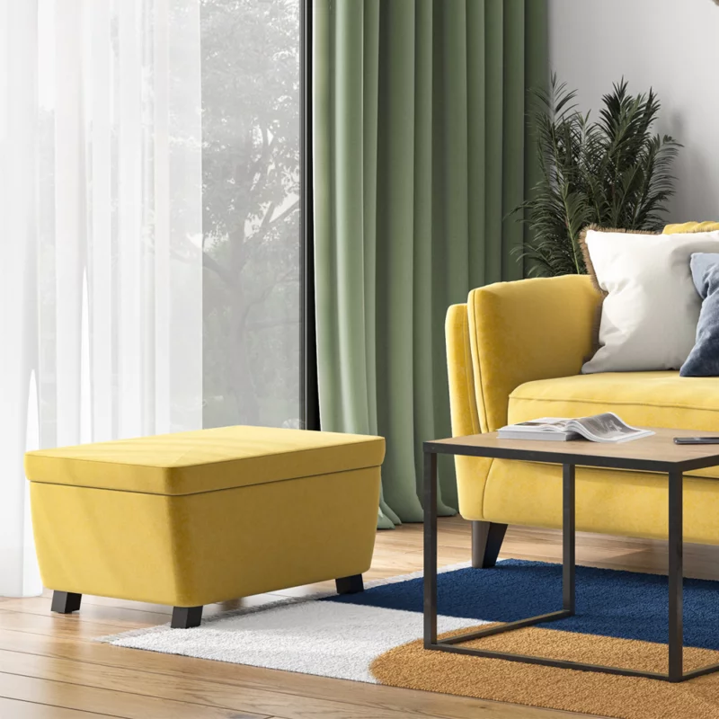 FUTSI - Footstool with storage Beech black and brooklyn yellow 66x46x32 cm - 124.008.03 - thematic