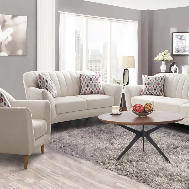 IMKE - Three seat fabric sofas Beige 213.0x81.5x82.5 cm - 125.026.03 - thematic