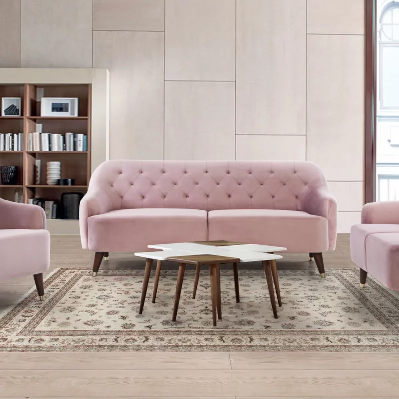 LEIF - Three seat fabric sofas Pink 192.0x87.5x86.0 cm - 125.030.03 - thematic