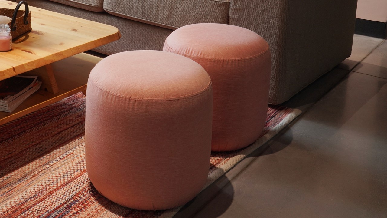 Fabric footstools and pouffes