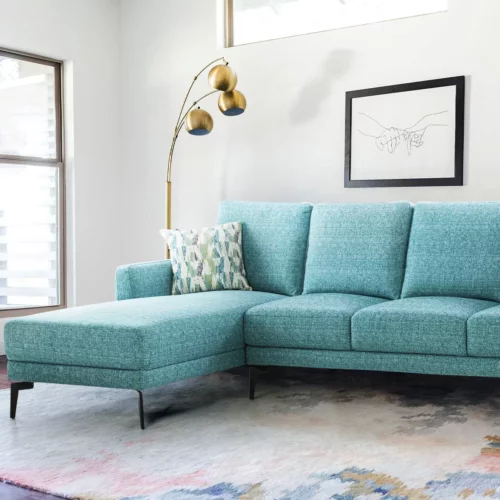 FIEN - Fabric sofas with right chaise lounge blue 3S 196.5x92.5x97 L 170x92.5x97.0 - 125.028.05 - thematic