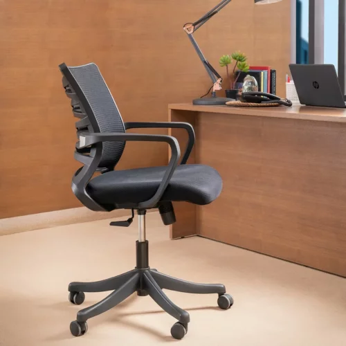 PRACA - Low back swivel chair Black 72x72x91 cm - 286.012.01 - thematic