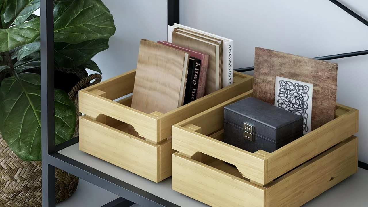 Storage boxes and shelves