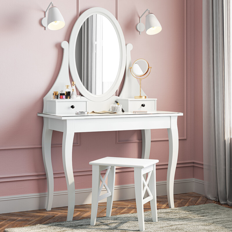 MELIO Mirror with drawers, White, 100x50x159 cm - 116.003.01 - thematic