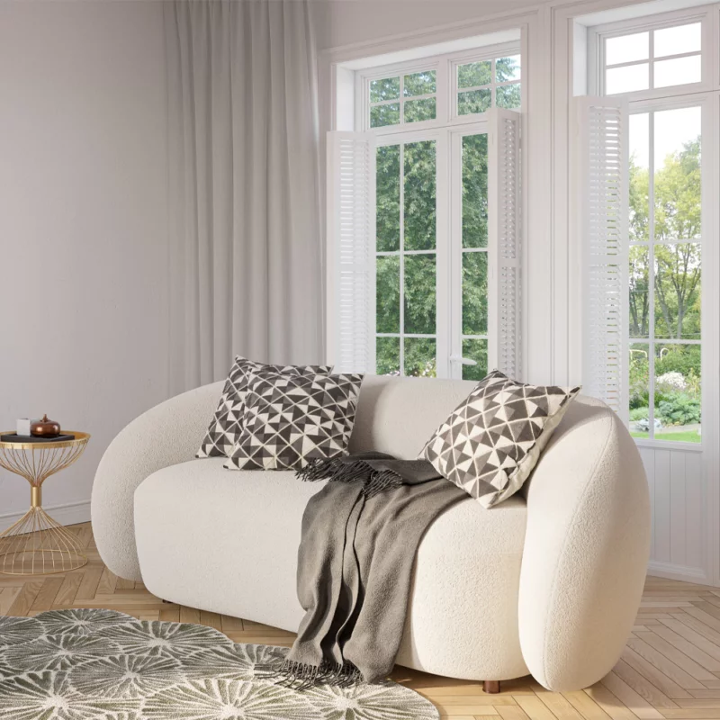 MASAWA Three seat fabric sofa, Beige, 221x96.5x78 cm - 343.061.85 - thematic